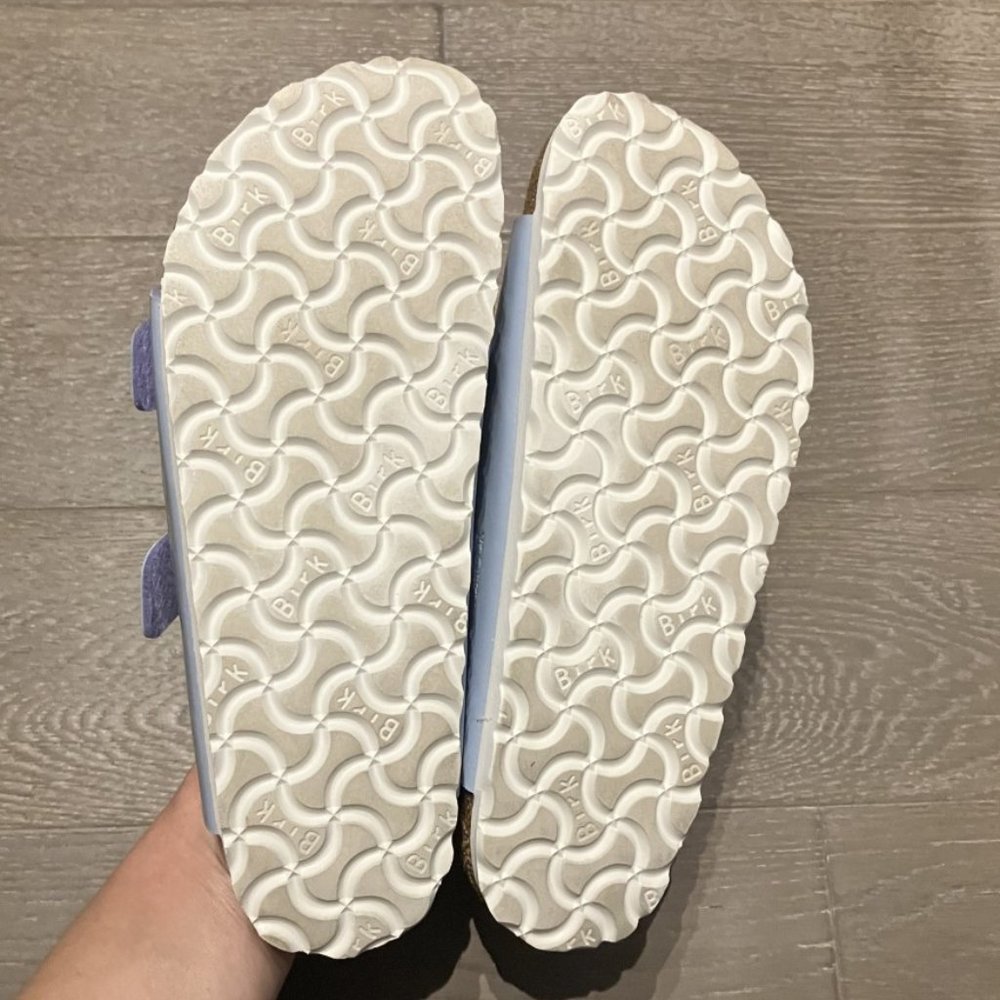 Birkenstock Arizona Patent Dove Blue Sandals - Picture 6 of 7